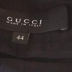 Gucci Black Silk Gold hem Detail Pleated Skirt M