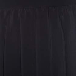 Gucci Black Silk Gold hem Detail Pleated Skirt M