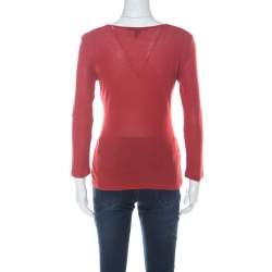 Pre Owned Gucci Rust Red Knit Long Sleeve Top M 