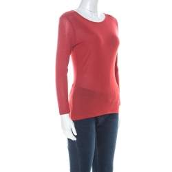 Pre Owned Gucci Rust Red Knit Long Sleeve Top M 
