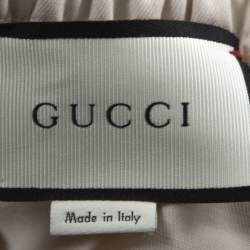 Pre Owned Gucci Beige Wool & Silk Blend Striped Side Seam Snap Button Detail Sweatpants S