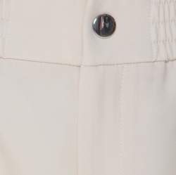 Pre Owned Gucci Beige Wool & Silk Blend Striped Side Seam Snap Button Detail Sweatpants S