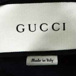 Pre Owned Gucci Navy Blue Wool & Silk Blend Striped Side Seam Snap Button Detail Sweatpants S