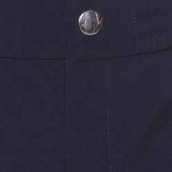 Pre Owned Gucci Navy Blue Wool & Silk Blend Striped Side Seam Snap Button Detail Sweatpants S