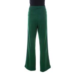 Pre Owned Gucci Green Cotton Blend Striped Side Seam Detail Sweatpants L 