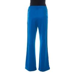 Pre Owned Gucci Blue Cotton Blend Striped Side Seam Detail Sweatpants S