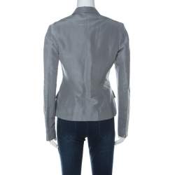 Pre Owned Gucci Grey Linen & Silk Blend Women's Blazer M