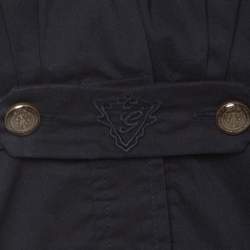 Pre Owned Gucci Black Cotton Blend Gathered Bodice Belted Long Sleeve Top M