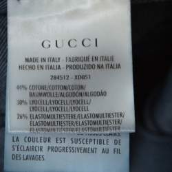 Pre Owned Gucci Blue Dark Wash Denim Rainbow Embroidery Detail Flared 70s Jeans S