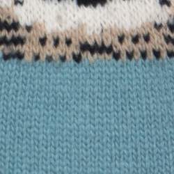 Pre Owned Gucci Blue Wool Tiger-Intarsia Jumper L
