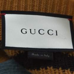 Pre Owned Gucci Blue Wool Tiger-Intarsia Jumper L
