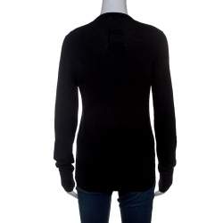 Gucci Black Diamond Knit Wool Web Stripe Detail Sweater XS