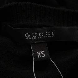 Gucci Black Diamond Knit Wool Web Stripe Detail Sweater XS