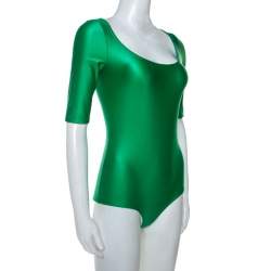 مملوكة مسبقًا Gucci Green Shiny Jersey Bodysuit S
