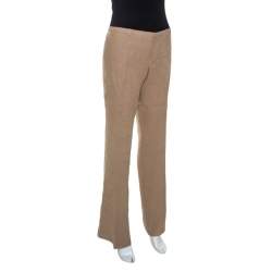 Pre Owned Gucci Beige Linen Flared Trousers M 