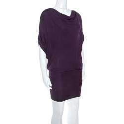 Gucci Purple Knit Shoulder Zip Detail Batwing Sleeve Dress XS