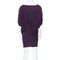 Gucci Purple Knit Shoulder Zip Detail Batwing Sleeve Dress XS