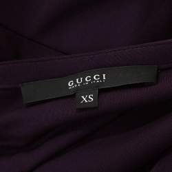 Gucci Purple Knit Shoulder Zip Detail Batwing Sleeve Dress XS