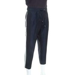 Pre Owned بنطلون رياضي غوتشي مخطط مغاير مزيج صوف كحلي XXL