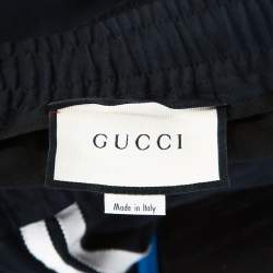 Pre Owned بنطلون رياضي غوتشي مخطط مغاير مزيج صوف كحلي XXL