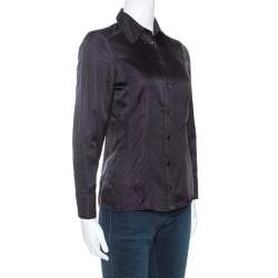 Gucci Black Silk Dotted Pattern Silk Jacquard Button Front Shirt S