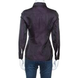 Gucci Black Silk Dotted Pattern Silk Jacquard Button Front Shirt S