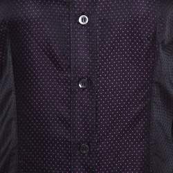 Gucci Black Silk Dotted Pattern Silk Jacquard Button Front Shirt S