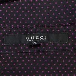 Gucci Black Silk Dotted Pattern Silk Jacquard Button Front Shirt S