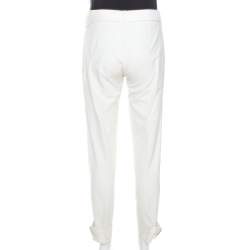 مملوكة مسبقًا Gucci Cream Cotton Bamboo Buckle Detail Tapered Trousers S
