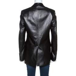 Pre Owned Gucci Black Leather Blazer M