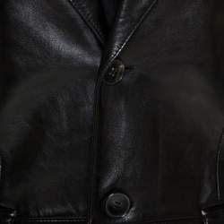 Pre Owned Gucci Black Leather Blazer M