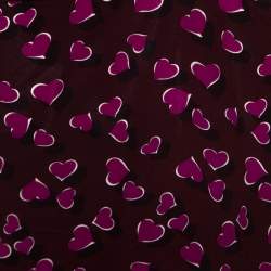 Gucci Burgundy Heartbeat Print Silk Ruched Detail Dress L