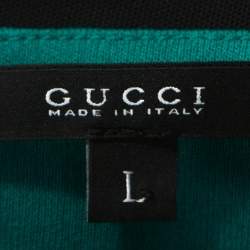 مملوكة مسبقًا Gucci Green Knit Ruched Detail Strapless Cocktail Dress L