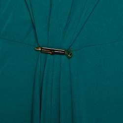 مملوكة مسبقًا Gucci Green Knit Ruched Detail Strapless Cocktail Dress L