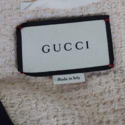Pre Owned Gucci Off White Tweed Embellished Button Detail Oversized Jacket M