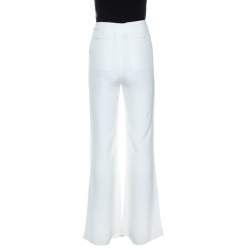 Pre Owned Gucci Off White Crepe Flared Pants S