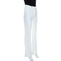 Pre Owned Gucci Off White Crepe Flared Pants S