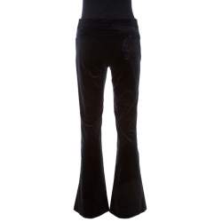 Pre Owned Gucci Navy Blue Velvet Flared Pants S 