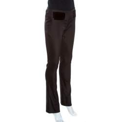 Gucci Brown Synthetic and Velvet Waist Trim Trousers S