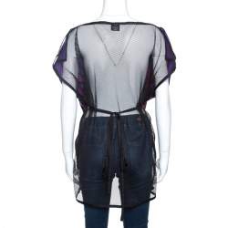 مملوكة مسبقًا Gucci Purple Floral Printed Silk and Mesh Kaftan Top (One Size) 