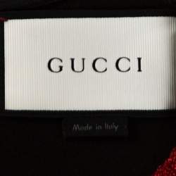 Pre Owned Gucci Black Laminated Heart Felt Jersey Sweatshirt XXS