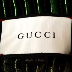 Pre Owned Gucci Green Metallic Plisse Silk Pleated Midi Skirt M