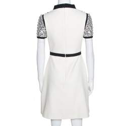 Pre Owned فستان غوتشي واسع مزخرف بكريستال حرير كريمي مقاس صغير (سمول)