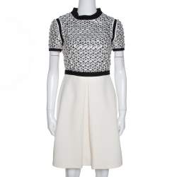 Pre Owned فستان غوتشي واسع مزخرف بكريستال حرير كريمي مقاس صغير (سمول)