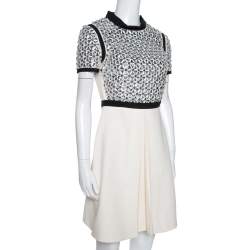 Pre Owned فستان غوتشي واسع مزخرف بكريستال حرير كريمي مقاس صغير (سمول)