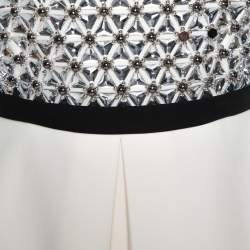 Pre Owned فستان غوتشي واسع مزخرف بكريستال حرير كريمي مقاس صغير (سمول)