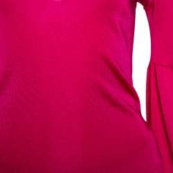 Gucci Hot Pink Stretch Knit V Neck Top M