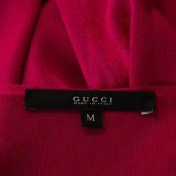 Gucci Hot Pink Stretch Knit V Neck Top M