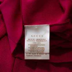 Gucci Hot Pink Stretch Knit V Neck Top M