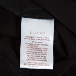 Pre Owned Gucci Black Stretch Knit Long Sleeve Peplum Dress L